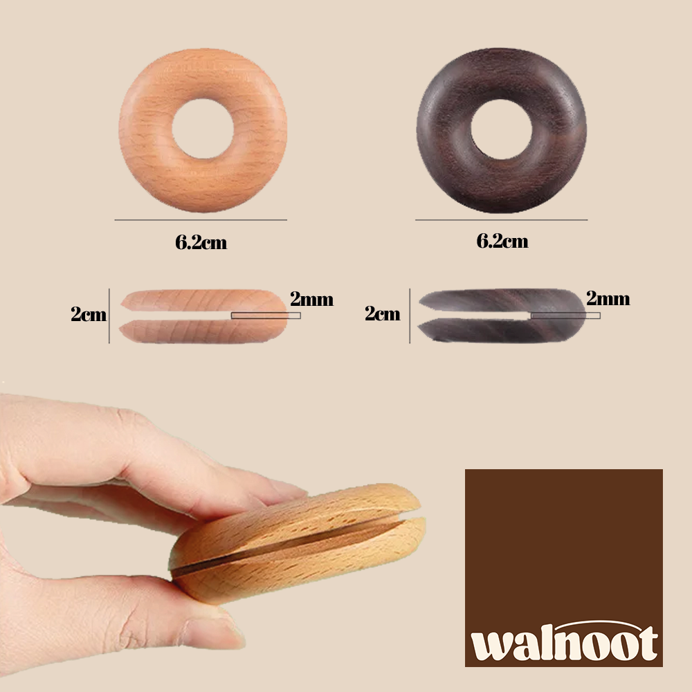 Walnoot Donut Package Bag Clip bag clip beech clipper clips coffee bag dark brown solid wood tea bag twister walnoot walnut wood wooden Walnoot