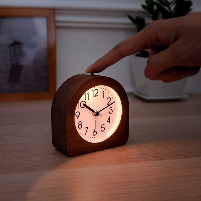 Walnoot Analog Table Clock analog desk clock no tick-tock no ticking retro shelf clock solid wood table clock walnoot wood wooden Walnoot