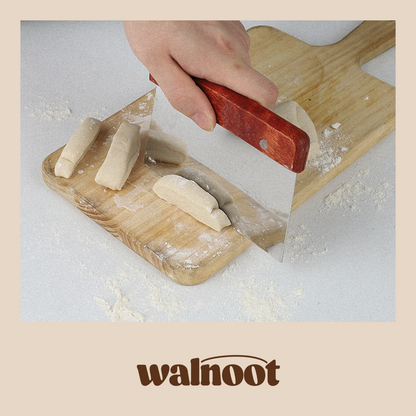 Walnoot Dough Scraper blade cutter dough scraper japanese style kitchenware knife pasta sapele color solid solid wood stainless steel walnoot wood wood handle wooden wooden handle Walnoot