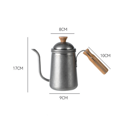 Walnoot Retro Stainless Steel Kettle bakelite blowhole coffee dripper disstressed handle kettle silver stainless steel tea v60 walnoot with lid wood wooden Walnoot