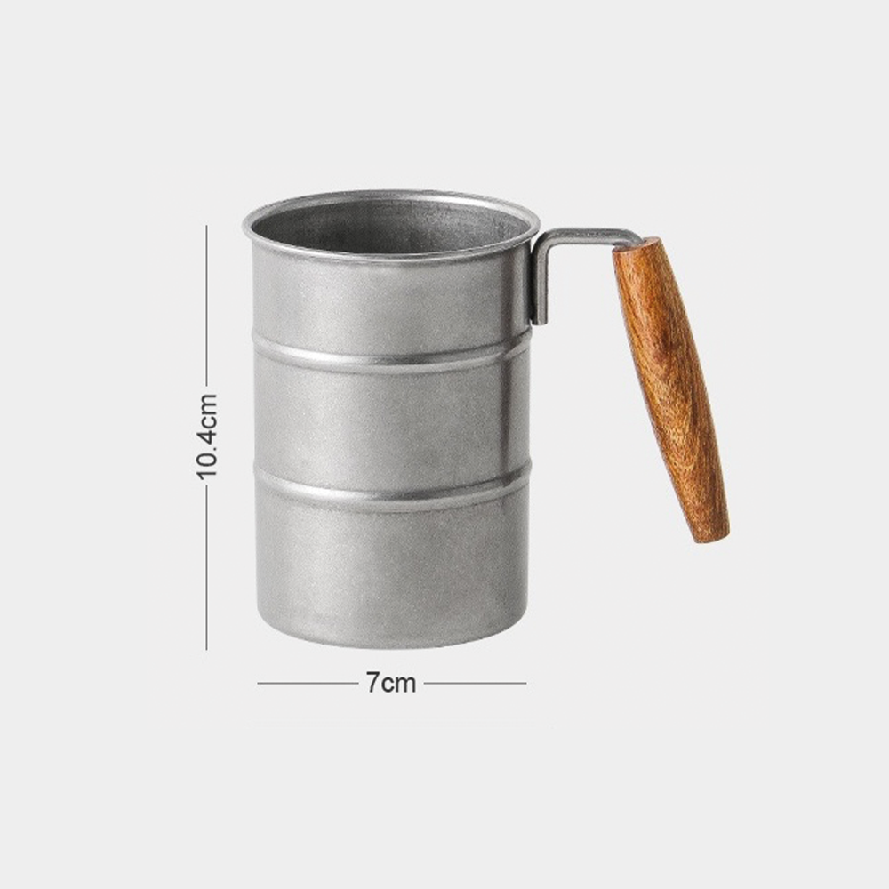 Walnoot Stainless Steel Mug beer camping coffee cup disstressed glass japanese style mug retro silver solid wood stainless steel tea walnoot wood wood handle wooden Walnoot