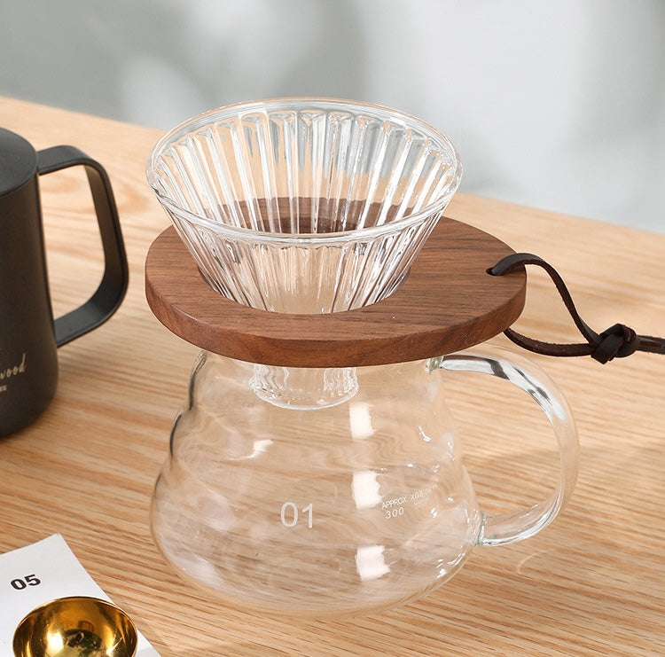 Walnoot V60 Coffee Dripper coffee dripper filter funnel glass v60 wooden Walnoot