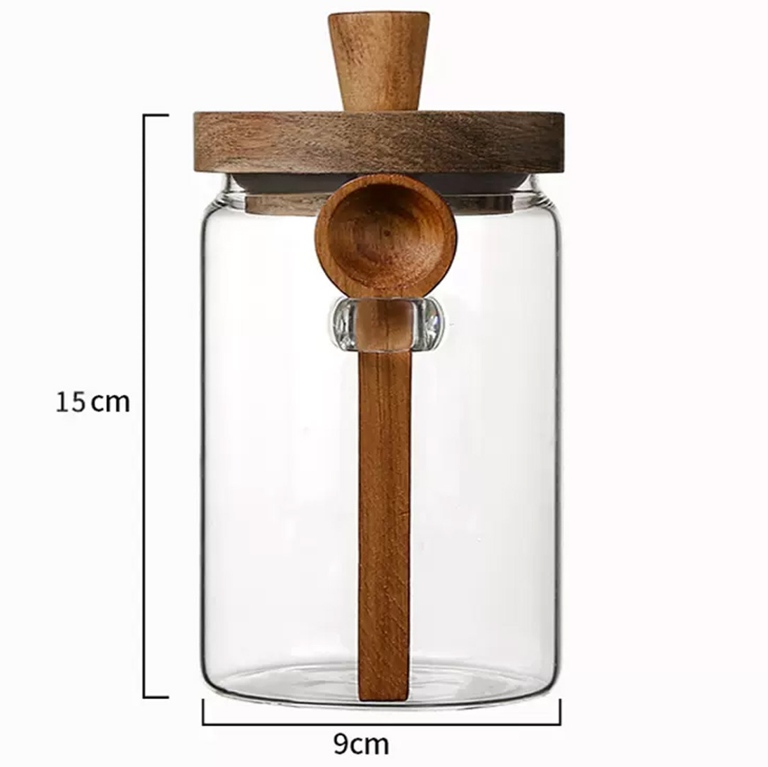 Walnoot Glass Container 900ml coffee container glass jar pantry storage with sealed lid wood wooden Walnoot