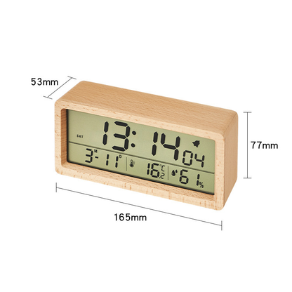 Walnoot Wooden Digital Table Clock Beech Yellow alarm desk clock LCD screen no tick-tock no ticking retro shelf clock solid wood table clock walnoot wood wooden Walnoot