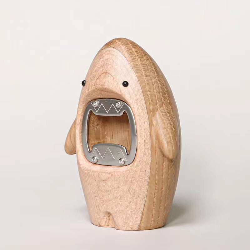 Walnoot Wooden Shark Bottle Opener Beech Color bottle opener cute shark figure shark figurine solid solid wood walnoot wood wooden Walnoot