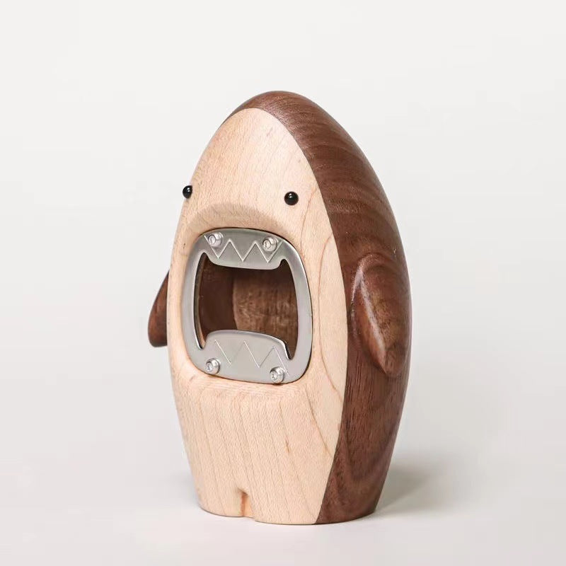 Walnoot Wooden Shark Bottle Opener Walnut Color bottle opener cute shark figure shark figurine solid solid wood walnoot wood wooden Walnoot