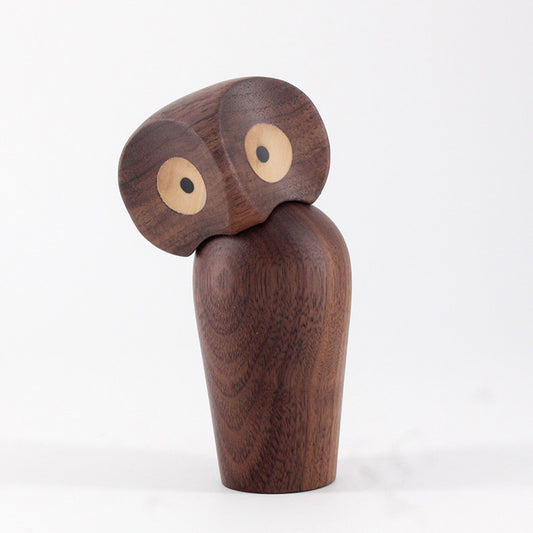 Walnoot Owl Figure carved carving cute decor decorative figurine nordic owl solid wood walnoot wood wooden Walnoot