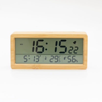 Walnoot Wooden Digital Table Clock Bamboo alarm desk clock LCD screen no tick-tock no ticking retro shelf clock solid wood table clock walnoot wood wooden Walnoot