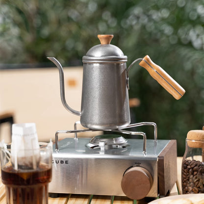 Walnoot Retro Stainless Steel Kettle bakelite blowhole coffee dripper disstressed handle kettle silver stainless steel tea v60 walnoot with lid wood wooden Walnoot