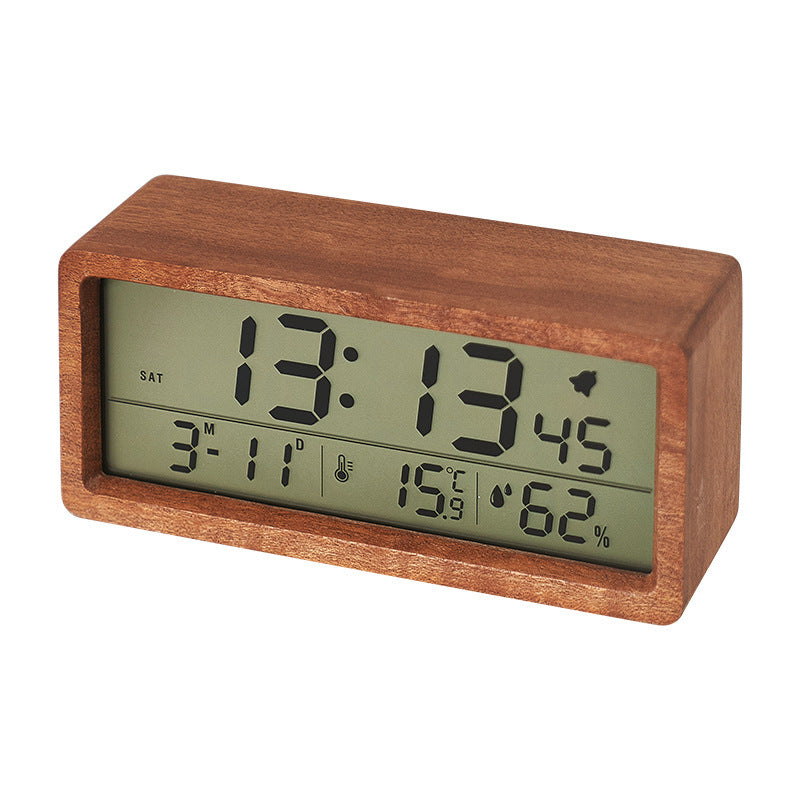 Walnoot Wooden Digital Table Clock Sapelle Brown alarm desk clock LCD screen no tick-tock no ticking retro shelf clock solid wood table clock walnoot wood wooden Walnoot