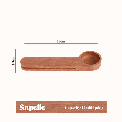 Walnoot Package Sealer & Measuring Spoon Sapelle accessories bag clip beech clipper clips coffee coffee bag dark brown kitchen measuring package clip sapele color scoop sealer solid wood spoon v60 walnoot walnut walnut color wood wooden Walnoot