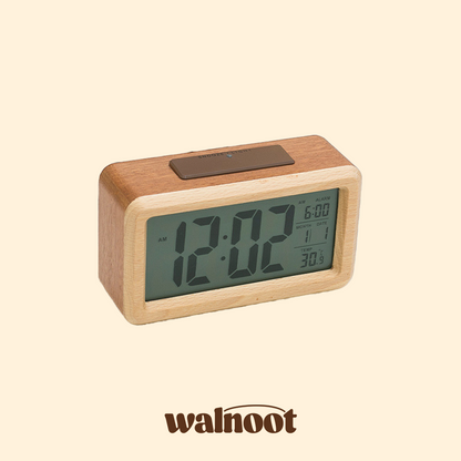 Walnoot Wooden Table Clock Walnut-Beech Color alarm analog decorative desk clock digital japanese style LCD screen no tick-tock no ticking retro shelf clock solid solid wood stand table clock walnoot wood wooden Walnoot